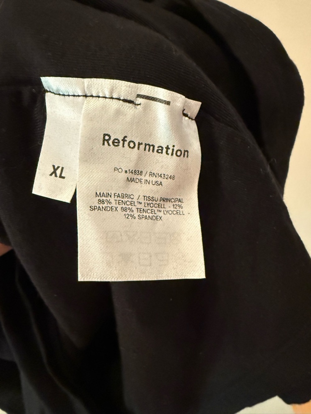 NWT XL Reformation $180 Rumi Black Mini Dress - Stretch Size XL - Picture 4 of 5